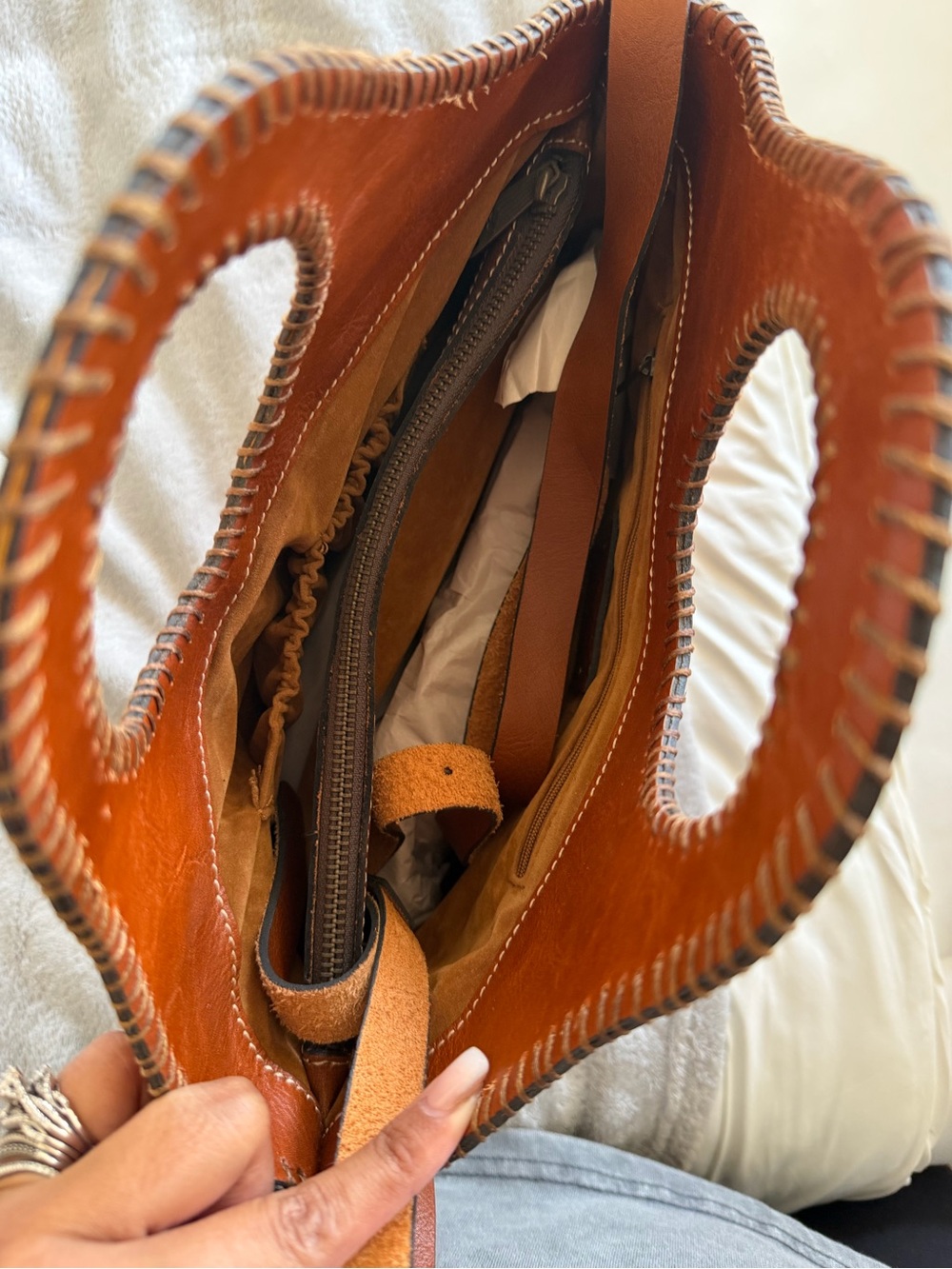 Patricia Nash Embossed Floral Leather Tote - Brown - Picture 3 of 4